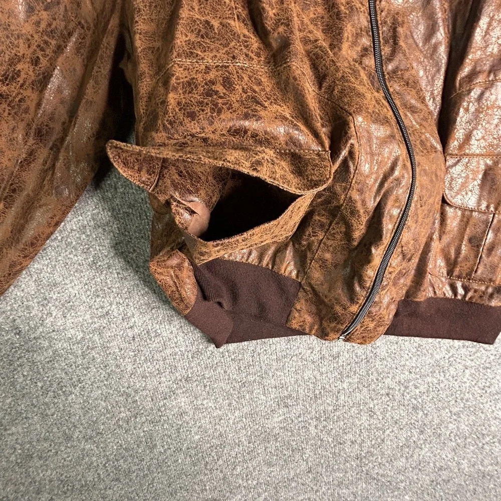 Charades Brown Distressed Leather Jacket‎ Adult Size Medium